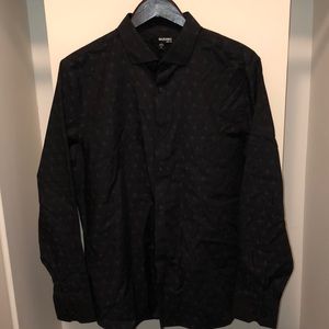 Murano Slim Fit Black Floral Print Dress Shirt